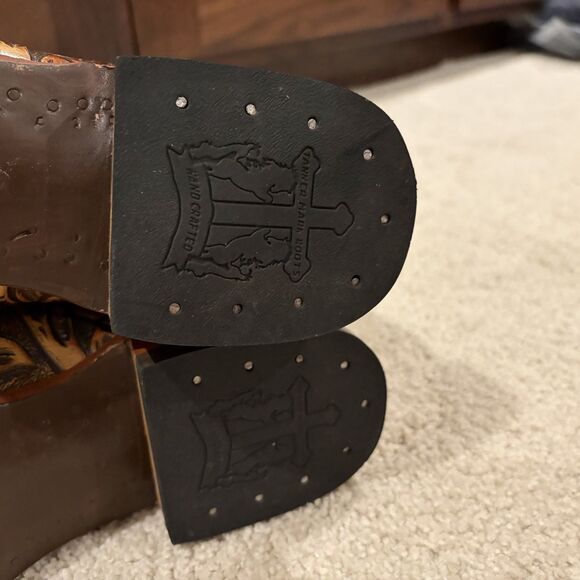 NEW Tanner Mark Jaw Dropper Hand Tooled Western Boots Orix Square Toe Womens 11 - Picture 10 of 13